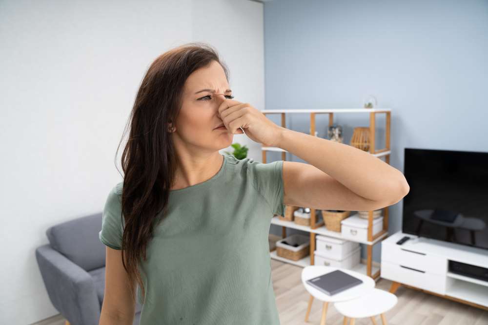 Woman Covering Nose Bad Smell