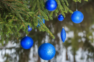 ornaments on tree outside